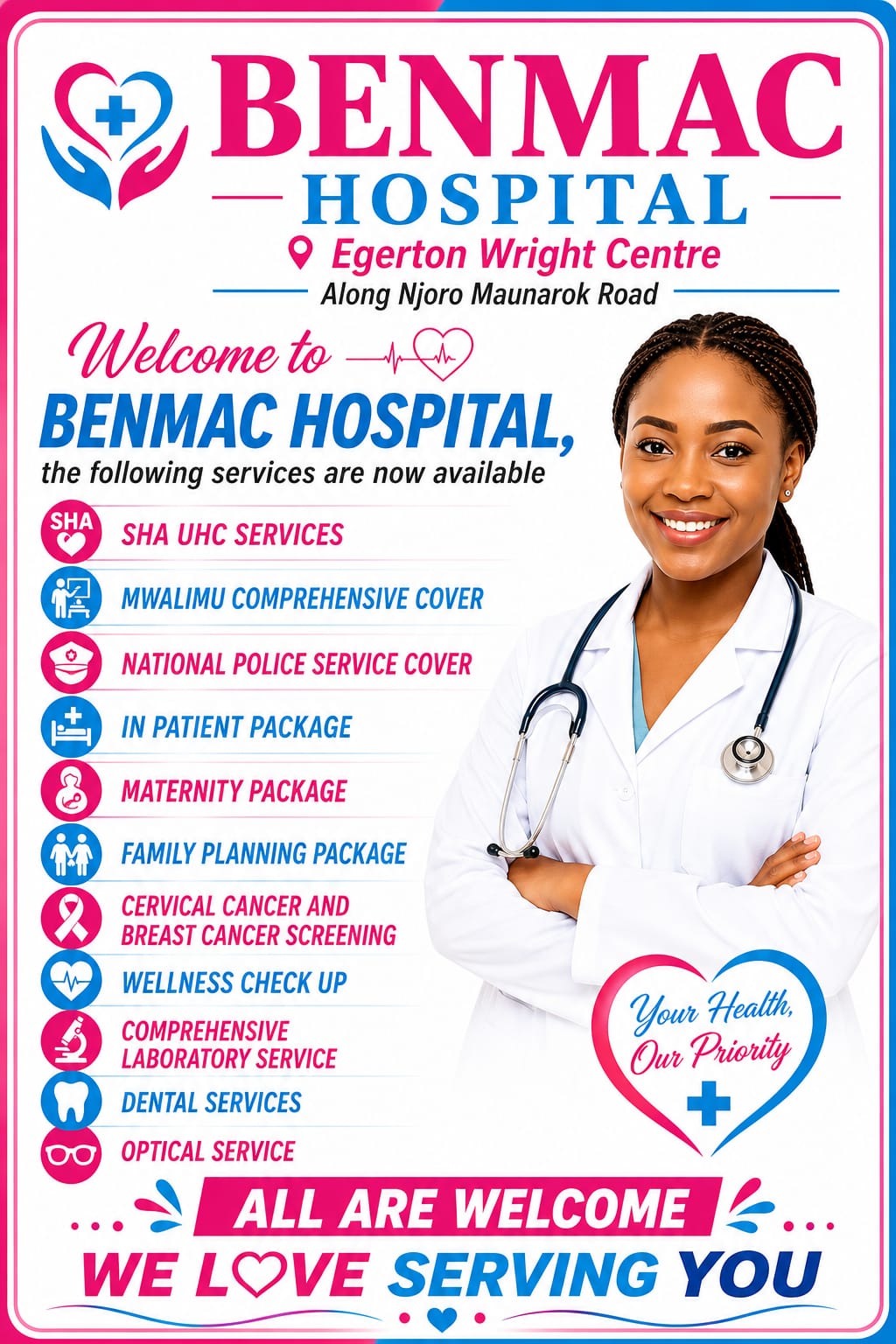 Benmac Hospital Information Poster